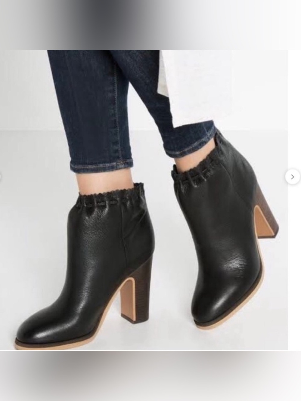 See By Chloe Jane Leather Block Heel Booties Size 37